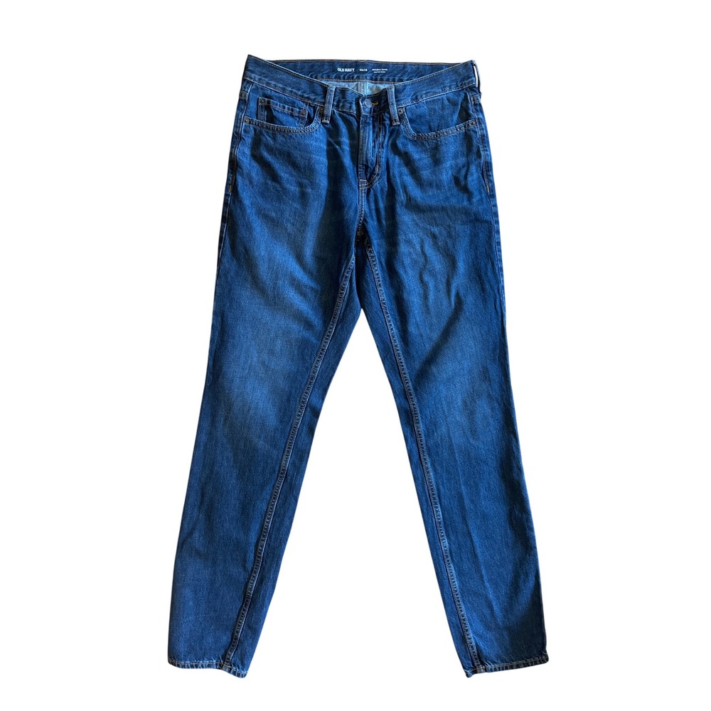 Old Navy Athletic Taper Jeans Mens 33x36 Dark Wash Built-In Tough 100%‎ Cotton